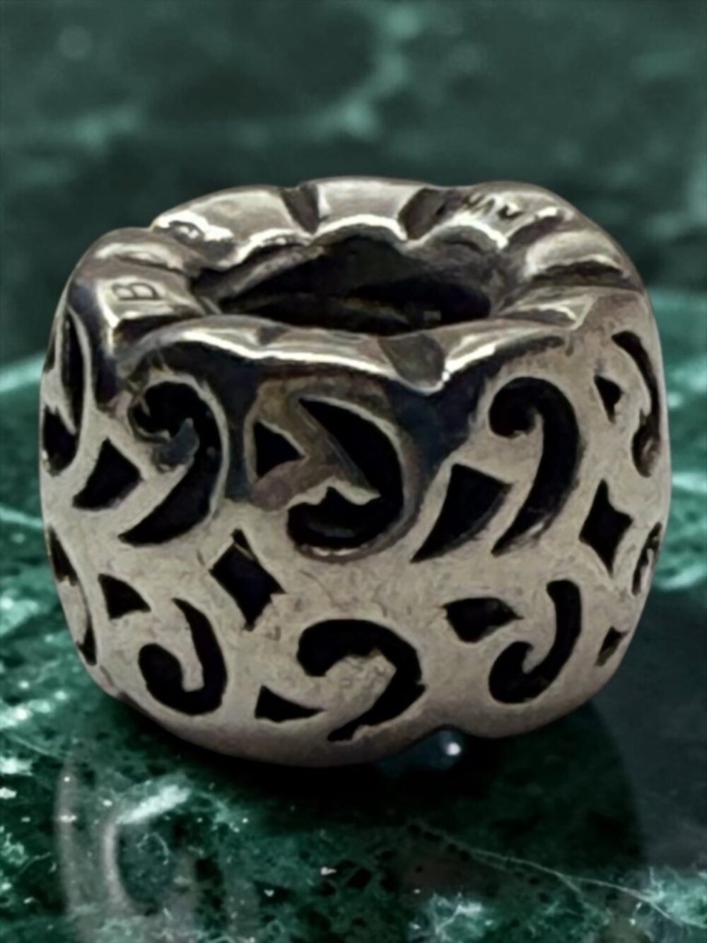 Chamilia Sterling Silver Filigree Scroll Openwork Threaded Charm Retired